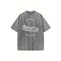 "Never Better" Skeleton Round Neck Acid Washed T-Shirt – Casual Comfort for Everyday Wear