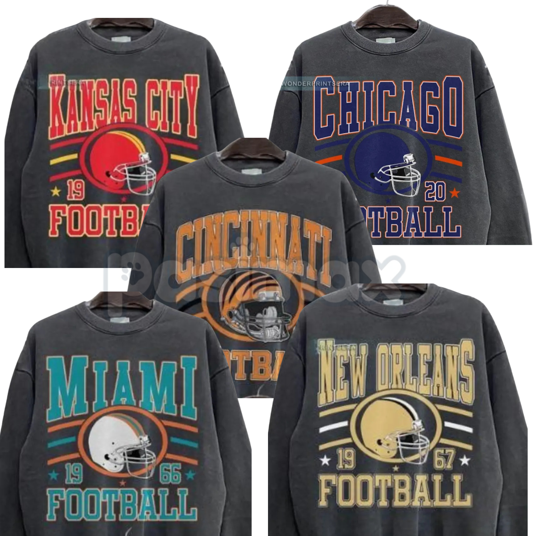 New Retro Style Varsity All Team Football Sweatshirt – Vintage Fan Crewneck