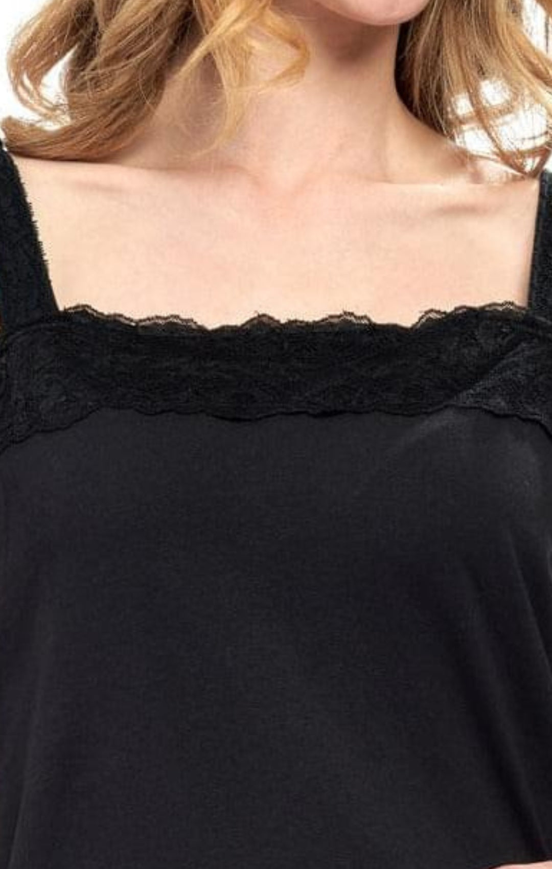 Women's Lacey Trim Cotton Blend Tank Top