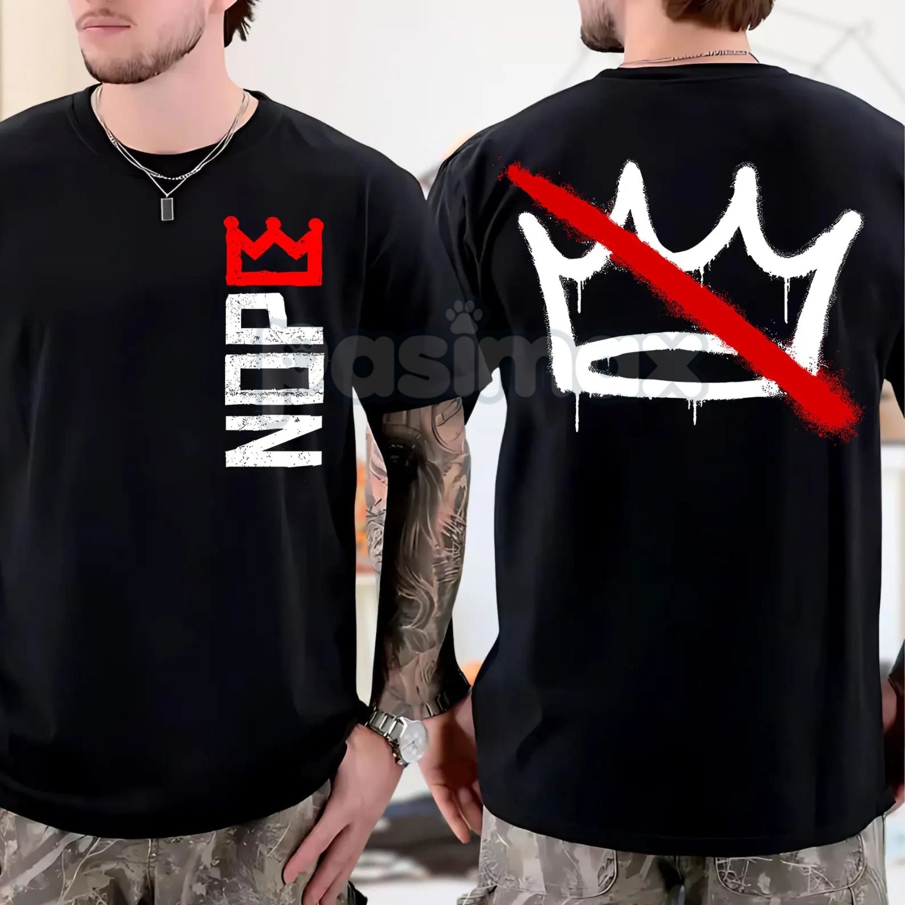 "No Kings in America" T-Shirt - Anti-Monarchy Political Statement Tee, Crown Protest Gift, Unisex Patriotic Graphic