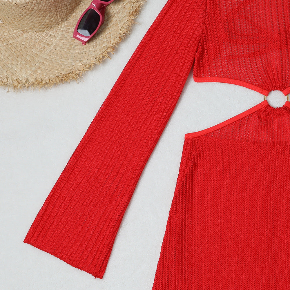 Mesh Sheer Long Sleeve Cover-Up Micro Bikini Female Swimsuit Women Swimwear Three-pieces Bikini Set Bathing Suit Swim Beach Wear