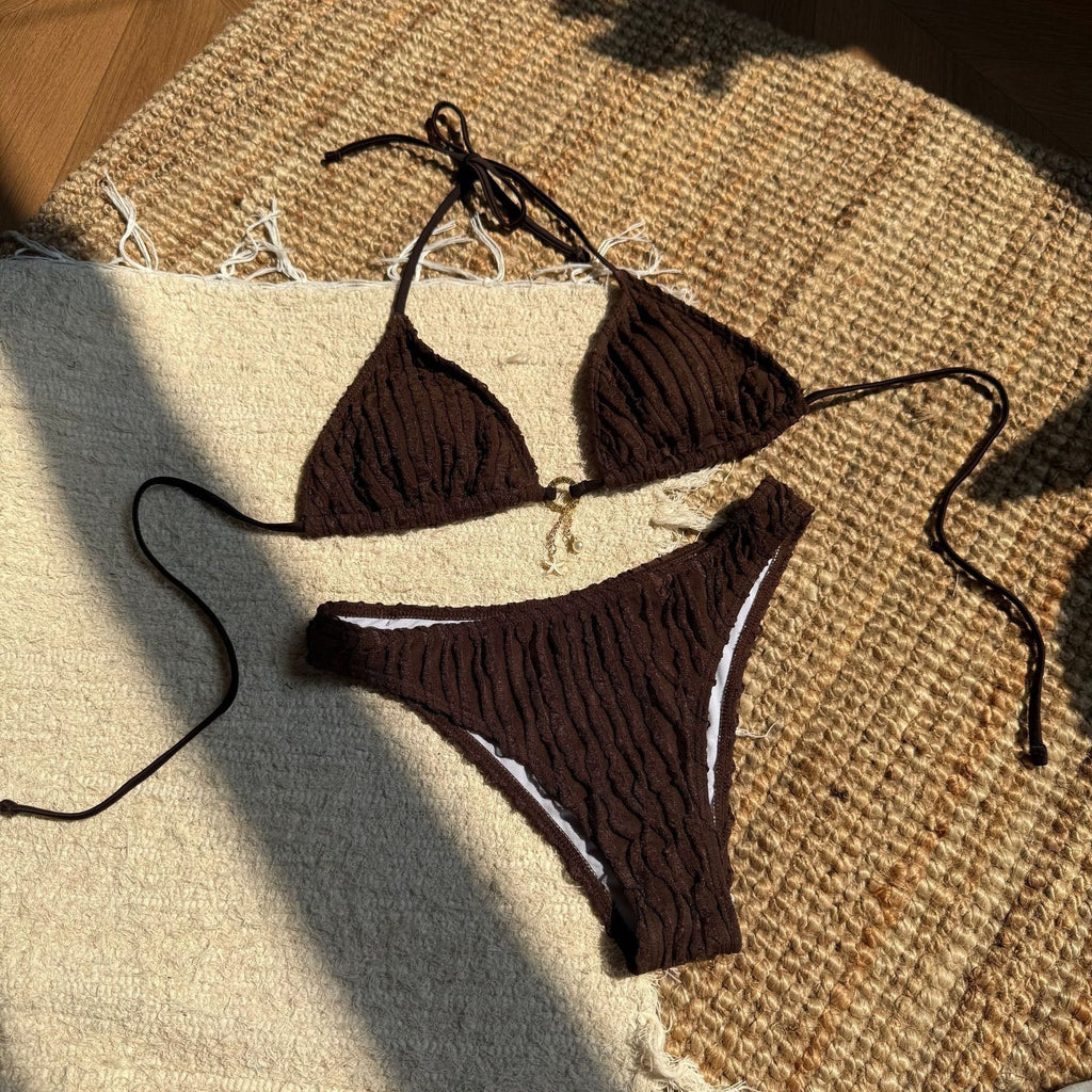 Sexy Wrinkled Halter Brazilian Bikini Women Swimwear Female Swimsuit Two-pieces Bikini Set High Cut Bathing Suit Swim Beach Wear