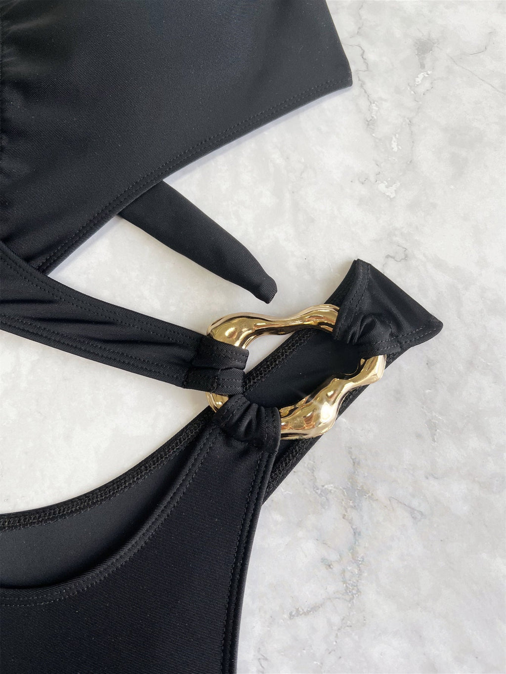 Sexy Tummy Cut Out Halter Women Thong Swimwear One Piece Swimsuit Female High Cut Monokini Rings Bathing Suit Swim Beach Wear