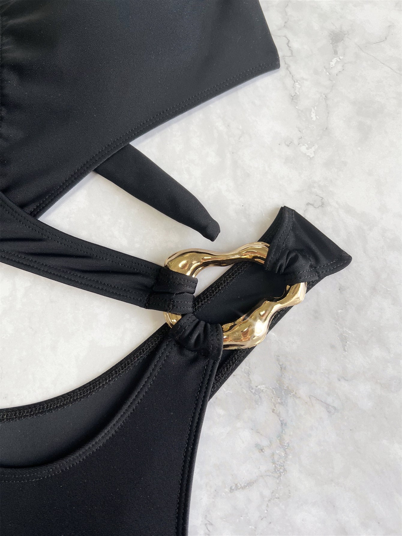 Sexy Tummy Cut Out Halter Women Thong Swimwear One Piece Swimsuit Female High Cut Monokini Rings Bathing Suit Swim Beach Wear