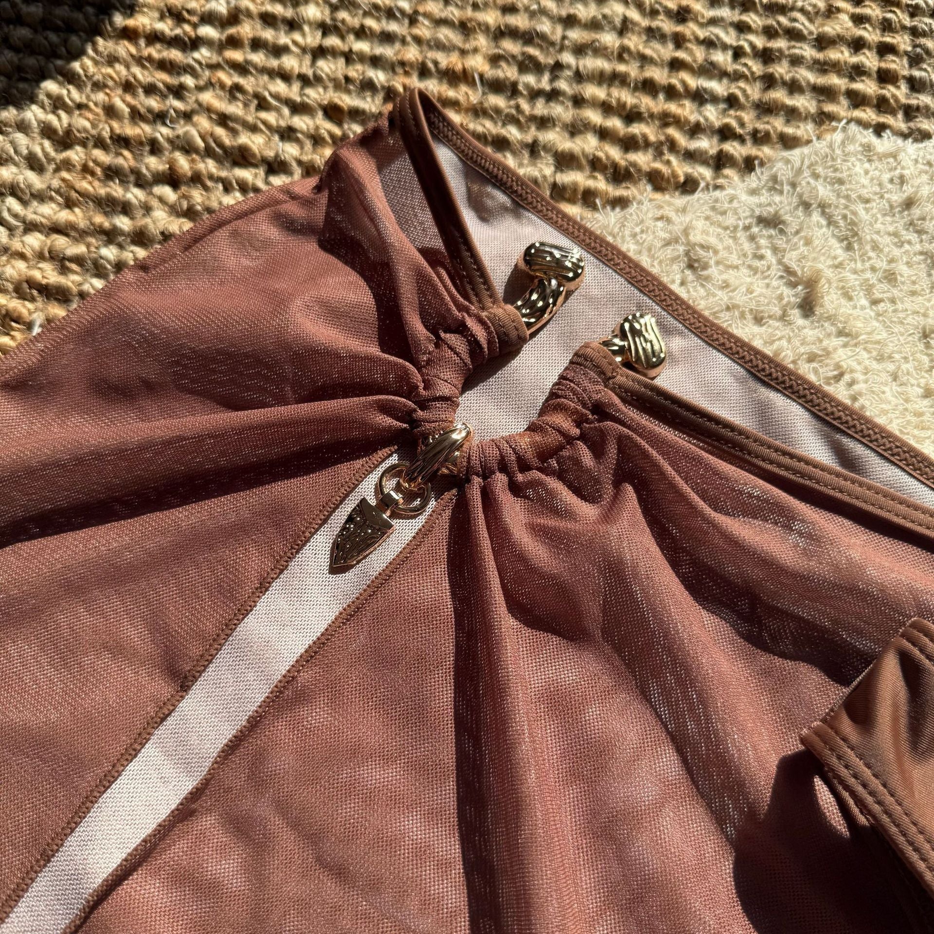 With Mesh Skirt Bandeau Bikini Women Swimwear Female Swimsuit Three-pieces Bikini Set Metal Ring Bathing Suit Swim Beachwear