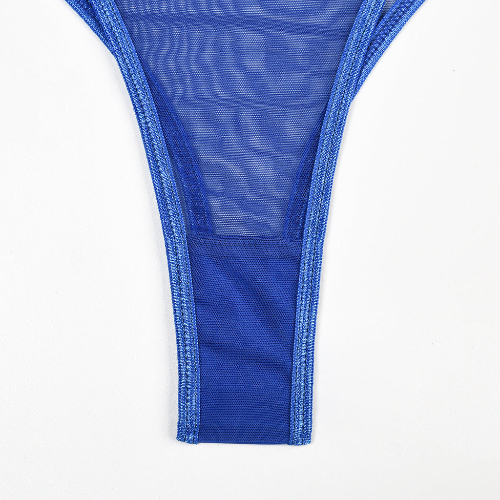 Toucheart 4 Piece Set Sexy Lingerie Set Elasticity Mesh Patchwork See-Through Breast-Wrapping Three-Point Briefs Sexy Underwear