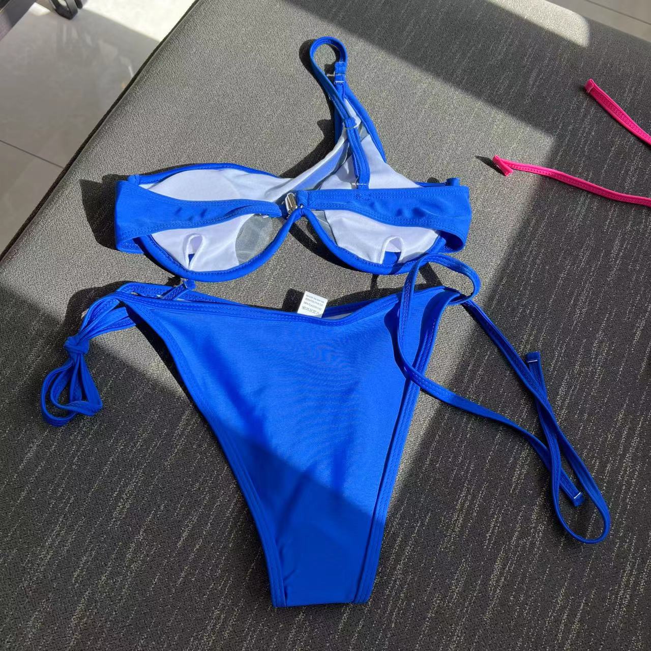 One Shoulder Mesh Bikinis Underwired V-Bar Bikini Women Swimwear Female Swimsuit Two-pieces Bikini Set Push Up Bathing Suit Swim