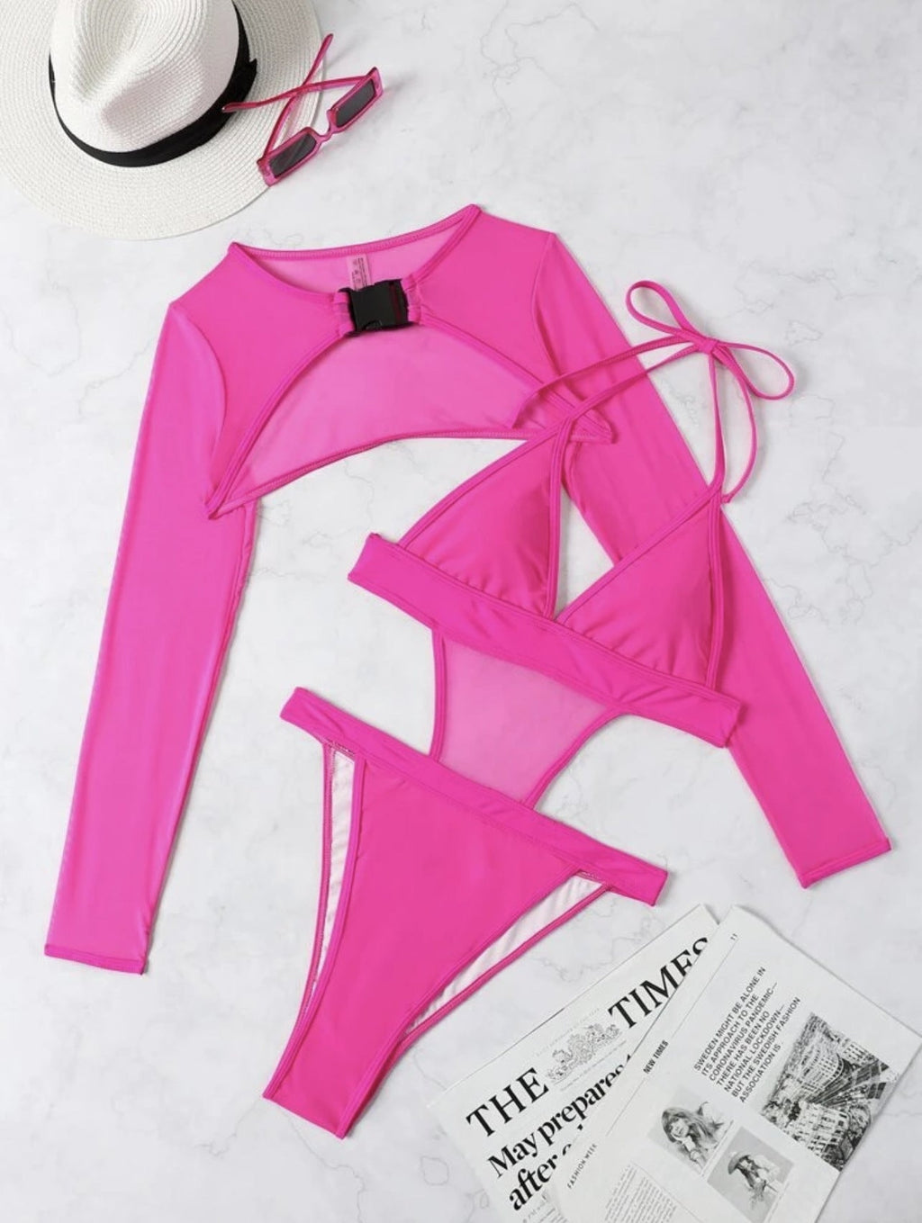Neon Long Sleeve High Cut Out Women Swimwear One Piece Swimsuit Female Mesh Monokini Bather Bathing Suit Swim Lady Beachwear