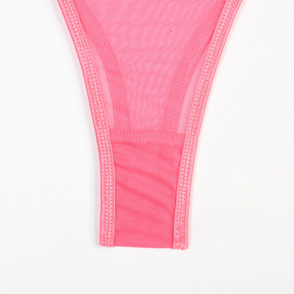Toucheart 4 Piece Set Sexy Lingerie Set Elasticity Mesh Patchwork See-Through Breast-Wrapping Three-Point Briefs Sexy Underwear