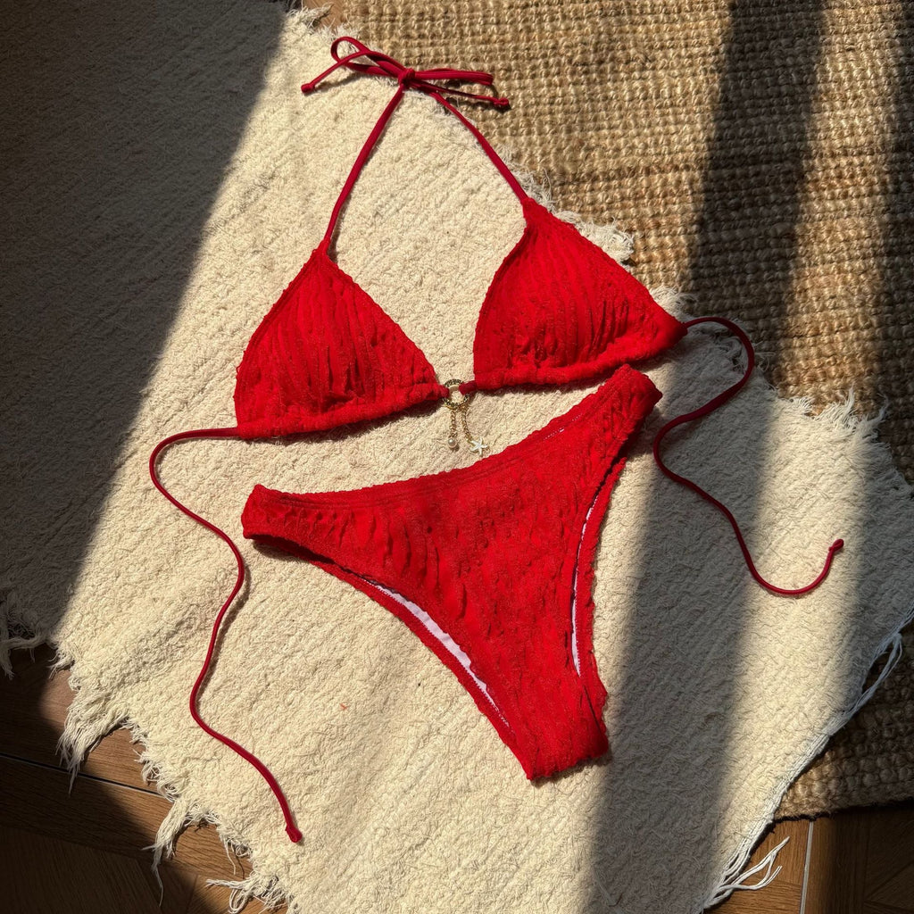 Sexy Wrinkled Halter Brazilian Bikini Women Swimwear Female Swimsuit Two-pieces Bikini Set High Cut Bathing Suit Swim Beach Wear