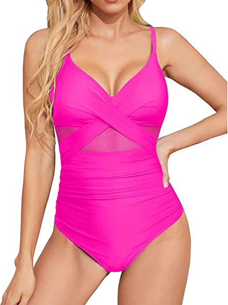 S - XXL Sexy Mesh See Through Women Swimwear One Piece Swimsuit Women's Swimwear Ruched Push Up Bathing Suit Swim Beach Wear