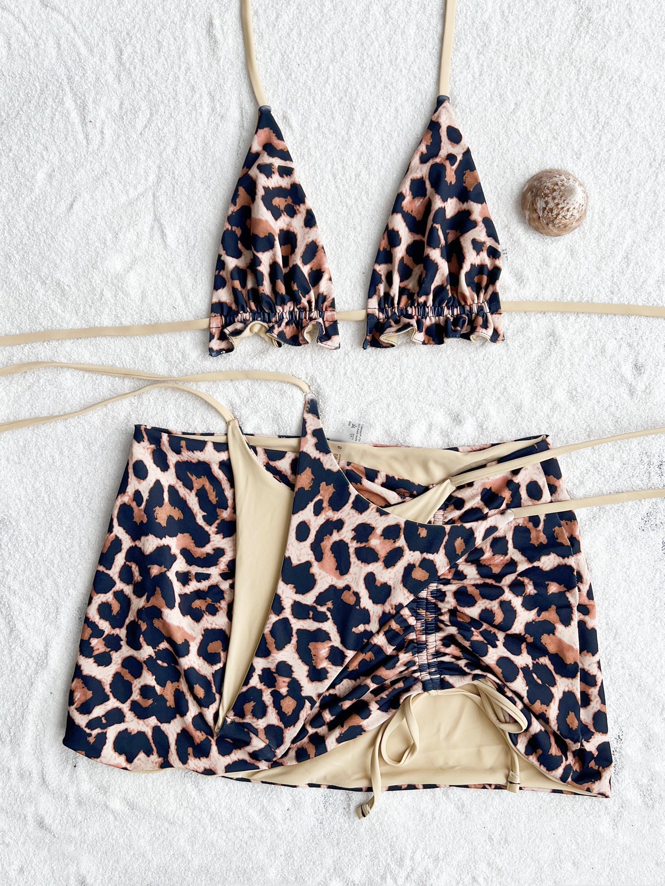 XS - L Doulbe Side Wearable Reversible Bikini Women Swimwear Female Swimsuit Three-pieces Bikini Set Ruffled Bathing Suit Swim