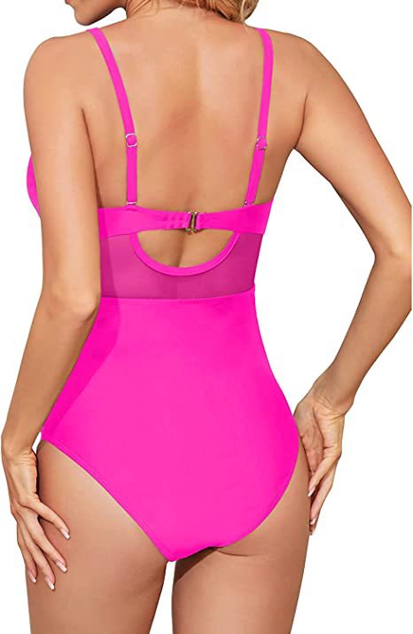 S - XXL Sexy Mesh See Through Women Swimwear One Piece Swimsuit Women's Swimwear Ruched Push Up Bathing Suit Swim Beach Wear