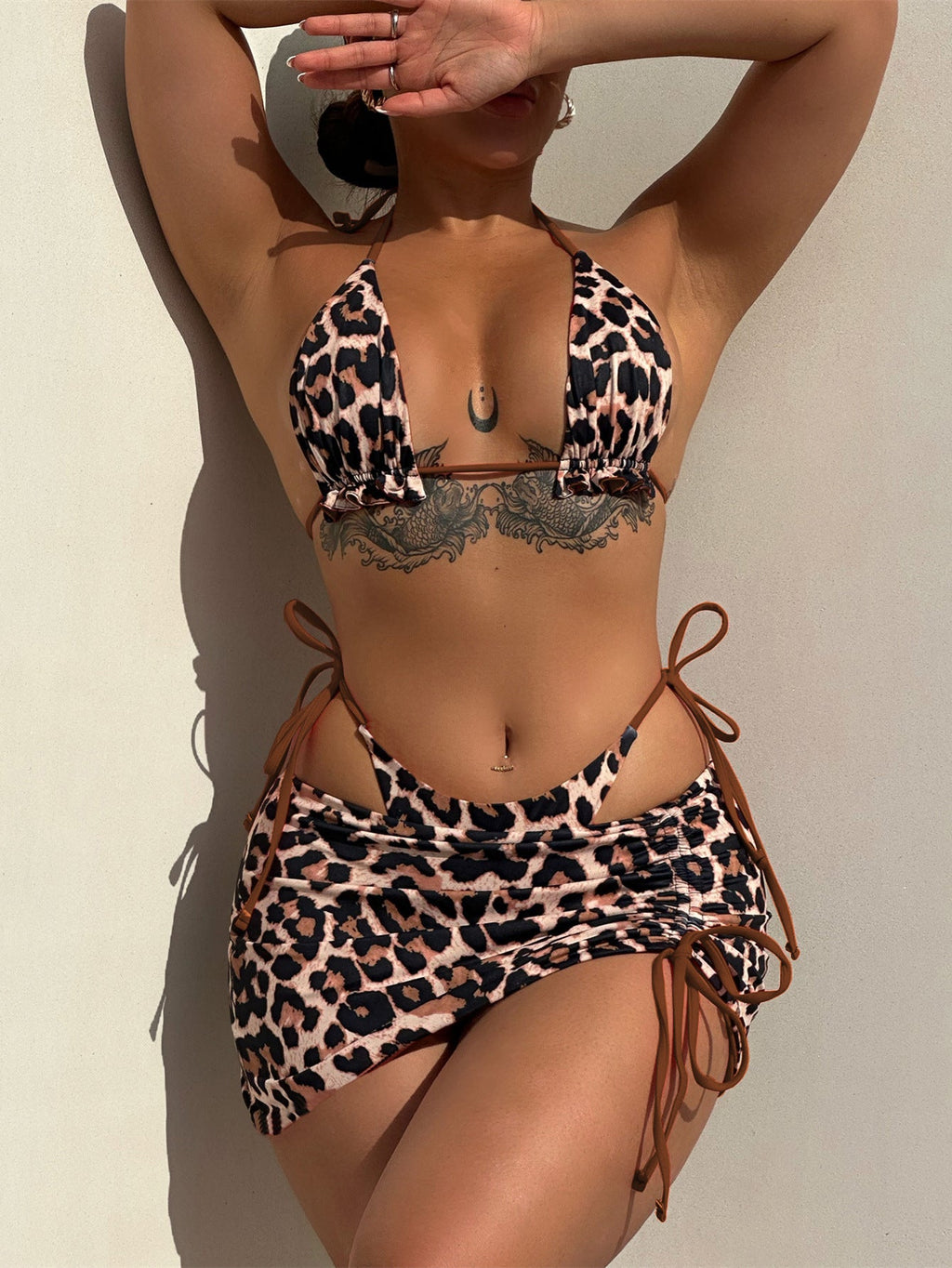 XS - L Doulbe Side Wearable Reversible Bikini Women Swimwear Female Swimsuit Three-pieces Bikini Set Ruffled Bathing Suit Swim