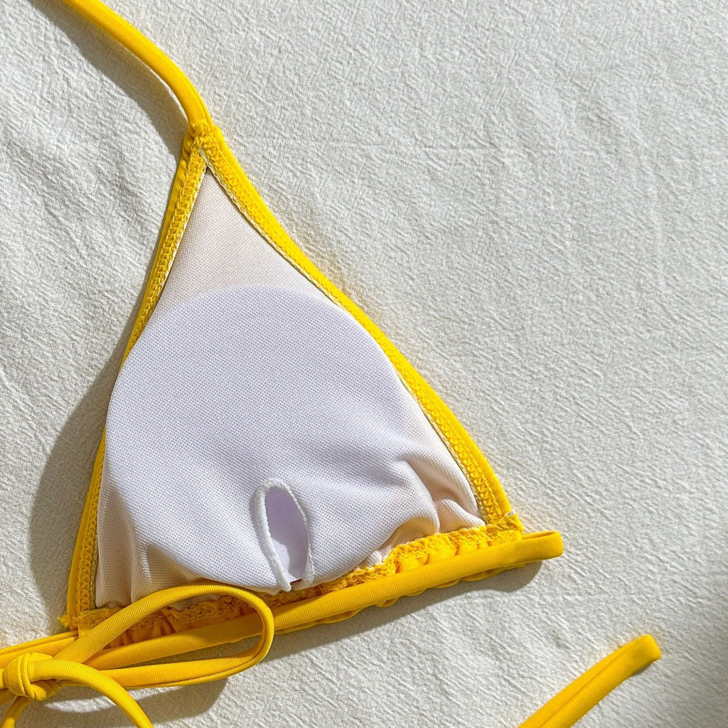 Mesh Sheer Long Sleeve Cover-Up Micro Bikini Female Swimsuit Women Swimwear Three-pieces Bikini Set Bathing Suit Swim Beach Wear