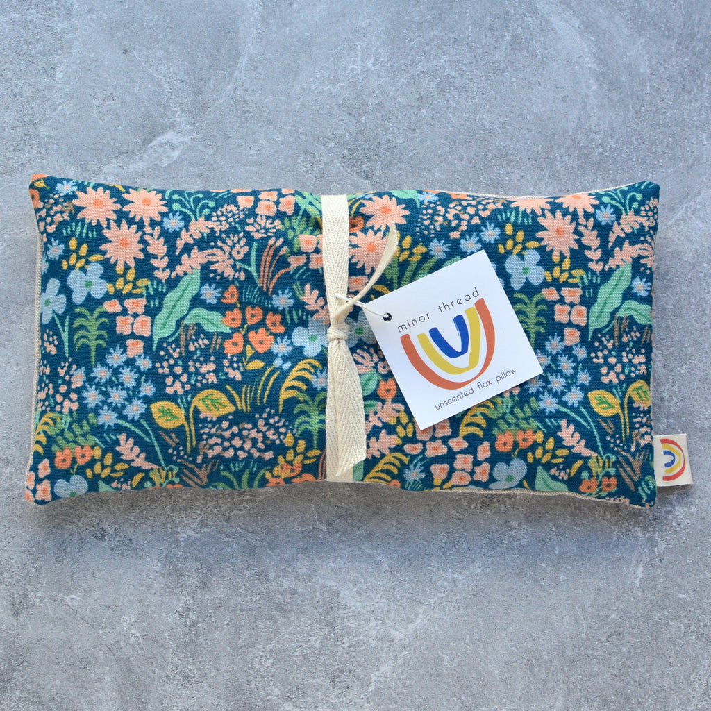 Meadow Blue Floral Linen Weighted Eye Pillow