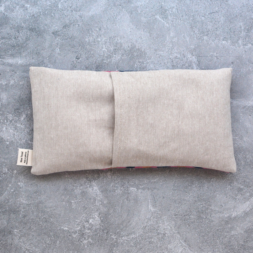 Heart Flowers in Navy Canvas Weighted Eye Pillow