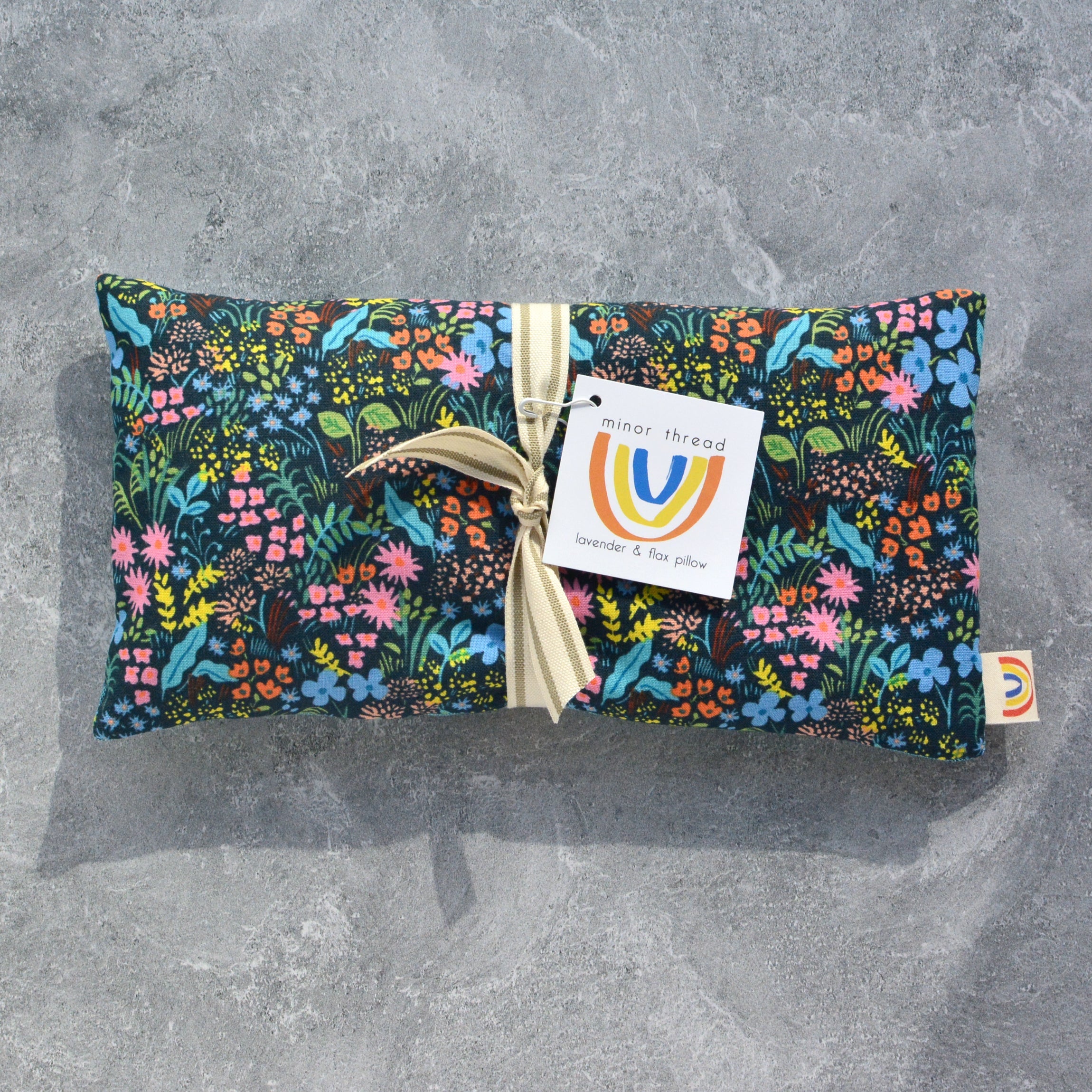 Meadow Floral in Black Weighted Eye Pillow Hot Cold Therapy