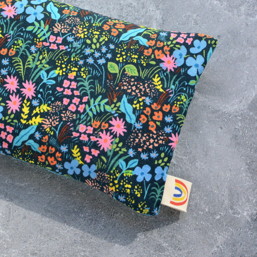 Meadow Floral in Black Weighted Eye Pillow Hot Cold Therapy