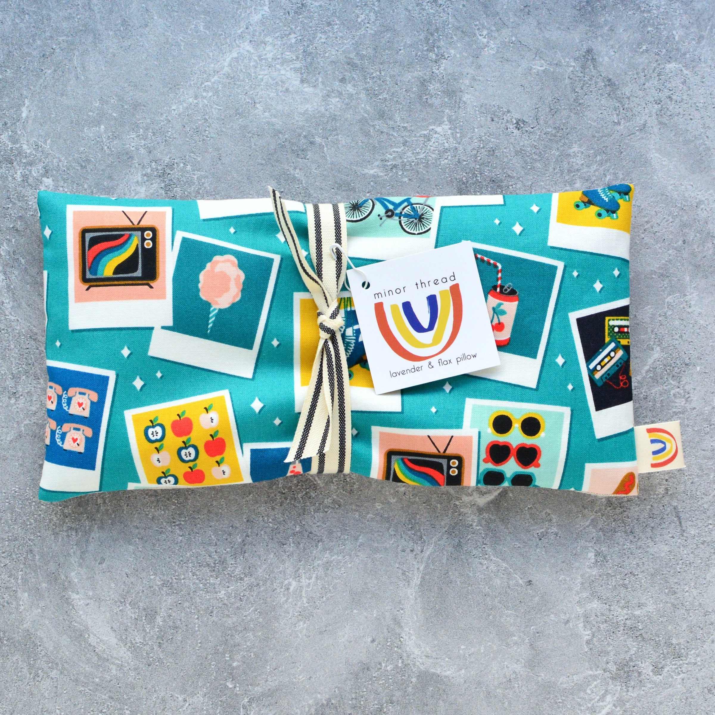 Instant Nostalgia Snapshots Teal Cotton Weighted Eye Pillow