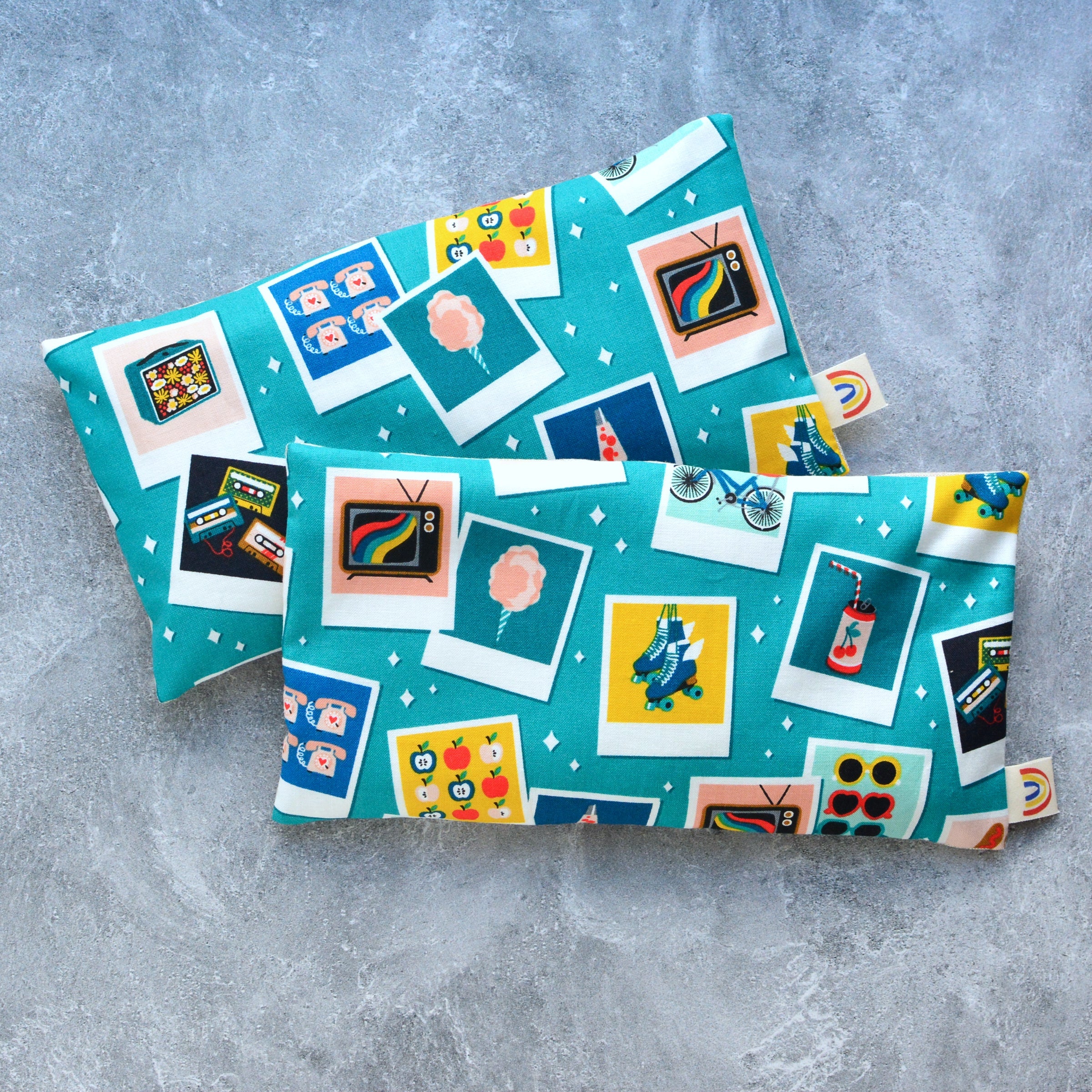 Instant Nostalgia Snapshots Teal Cotton Weighted Eye Pillow