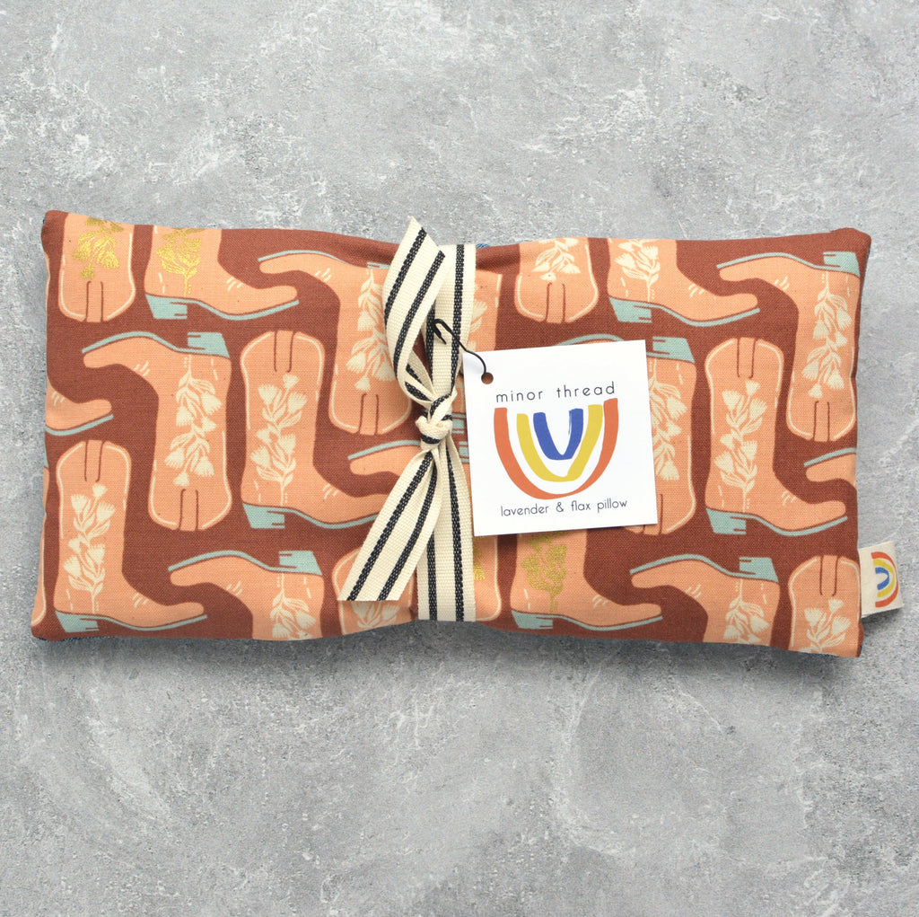 Golden Floral Cowboy Boots Weighted Eye Pillow