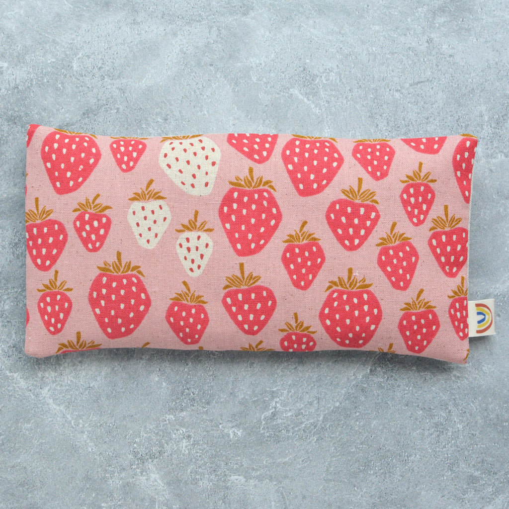 Giant Strawberries on Pink Canvas Weighted Eye Pillow