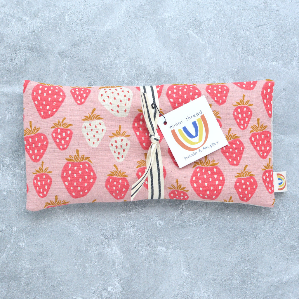 Giant Strawberries on Pink Canvas Weighted Eye Pillow
