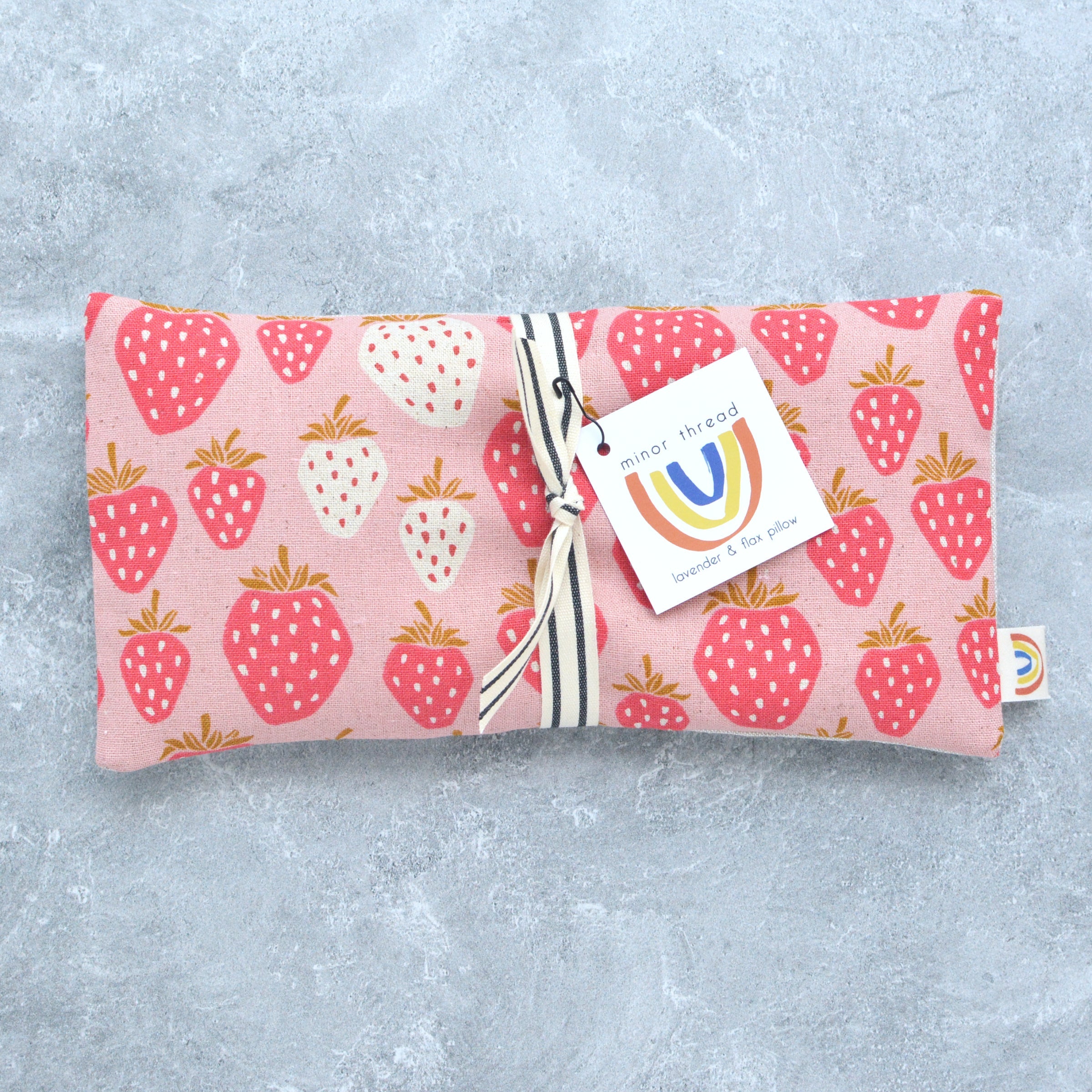 Giant Strawberries on Pink Canvas Weighted Eye Pillow