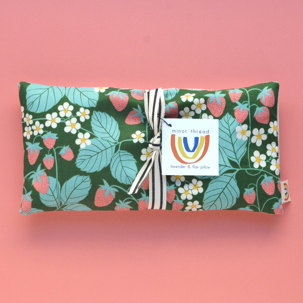 Strawberry Field Floral in Green Weighted Eye Pillow