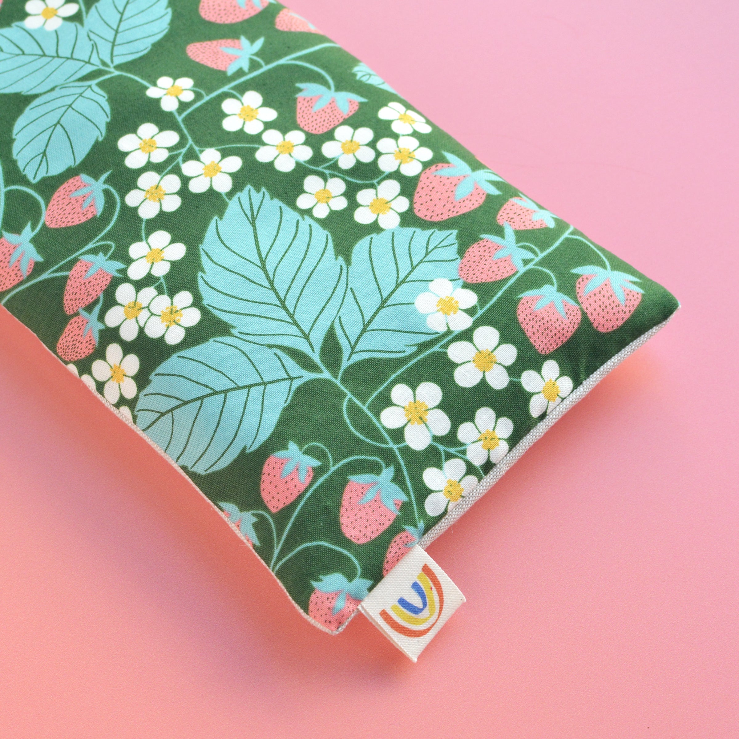 Strawberry Field Floral in Green Weighted Eye Pillow