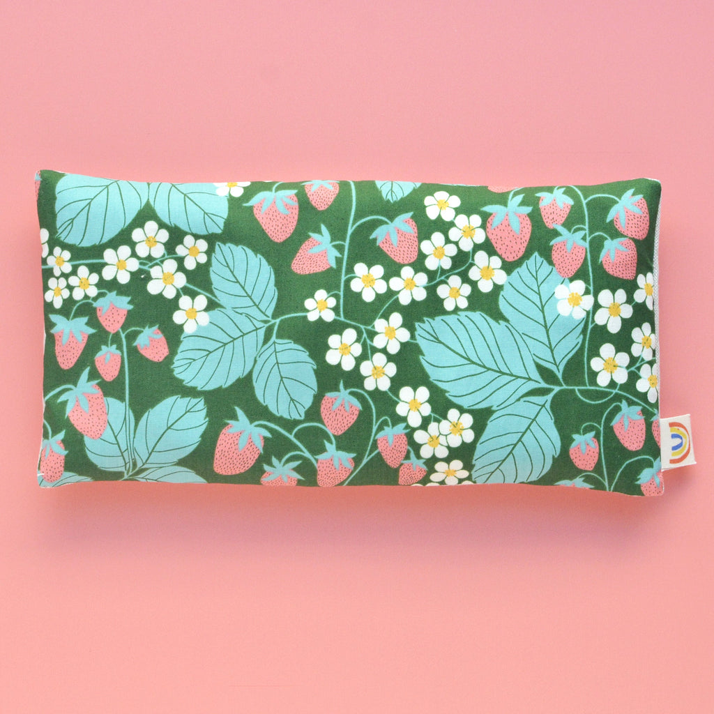 Strawberry Field Floral in Green Weighted Eye Pillow