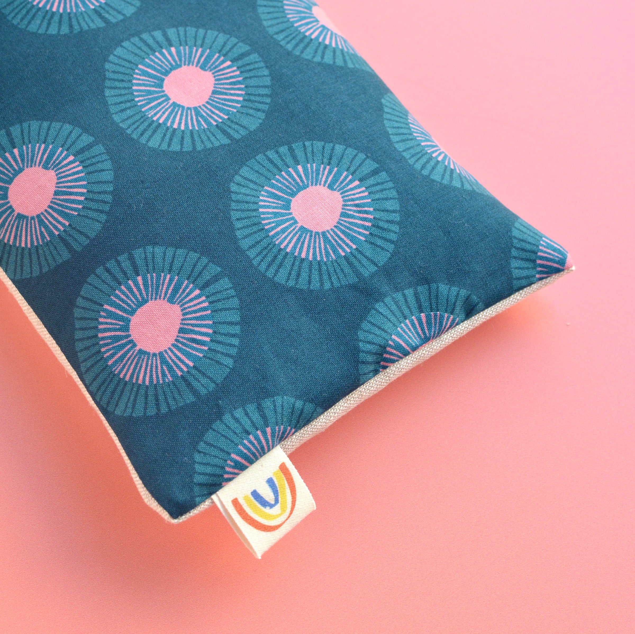Seaside Daisy in Navy and Pink Weighted Eye Pillow