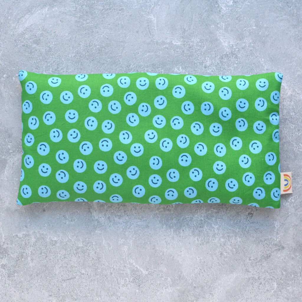 All Smiles in Green and Blue Weighted Eye Pillow