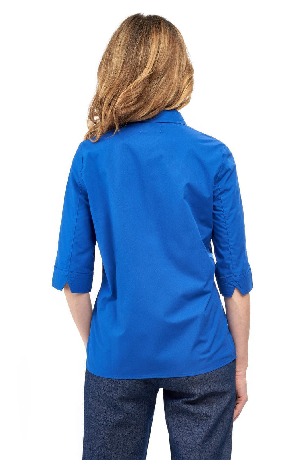 Womens Regular Fit 3/4 Sleeve Button Down Collared Camp Shirt
