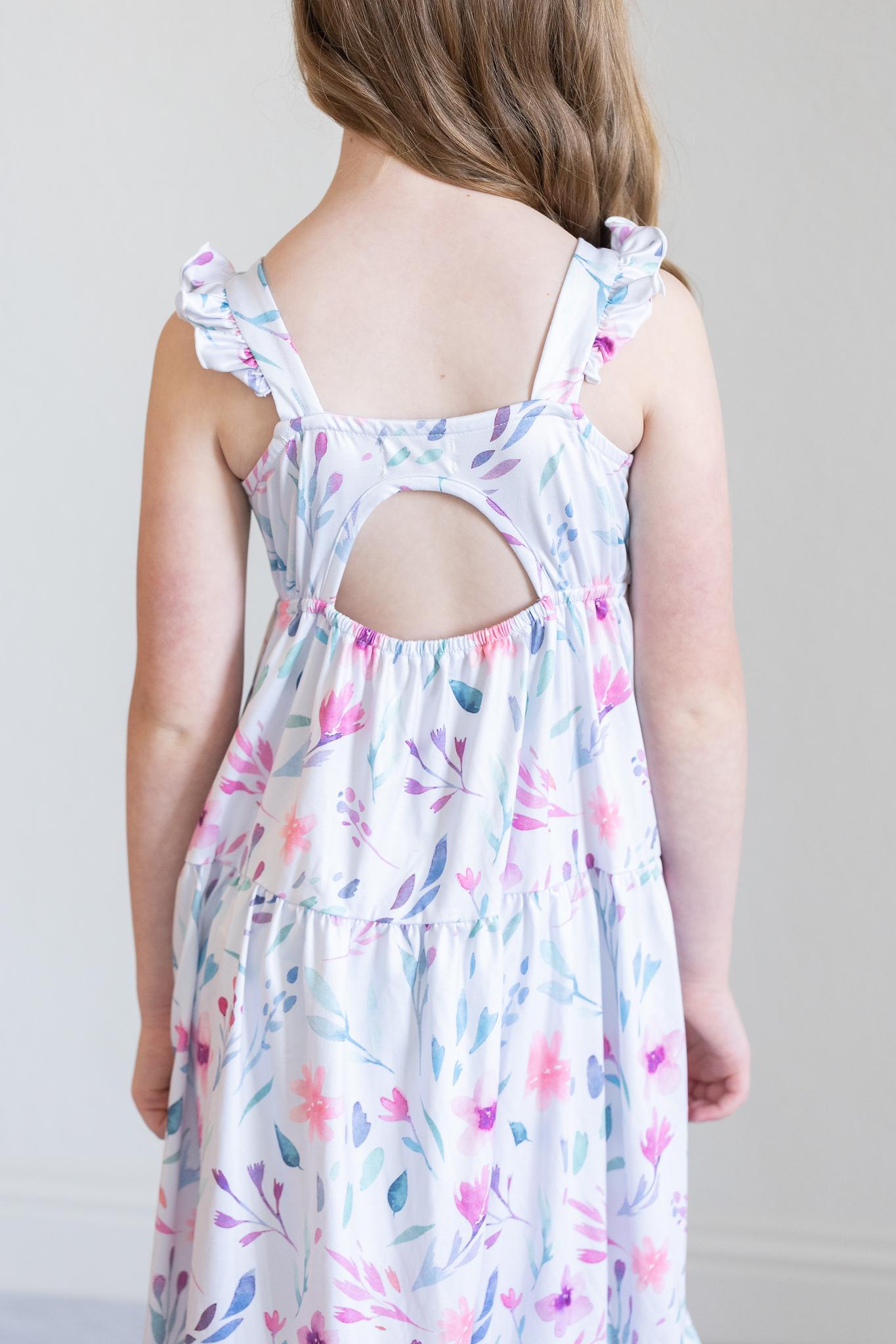 SALE Pastel Wildflowers Ruffle Maxi Dress