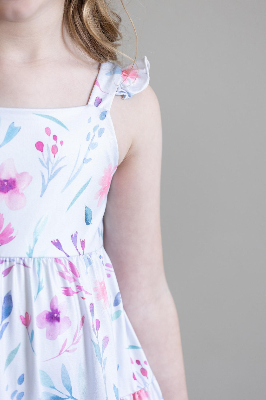 SALE Pastel Wildflowers Ruffle Maxi Dress