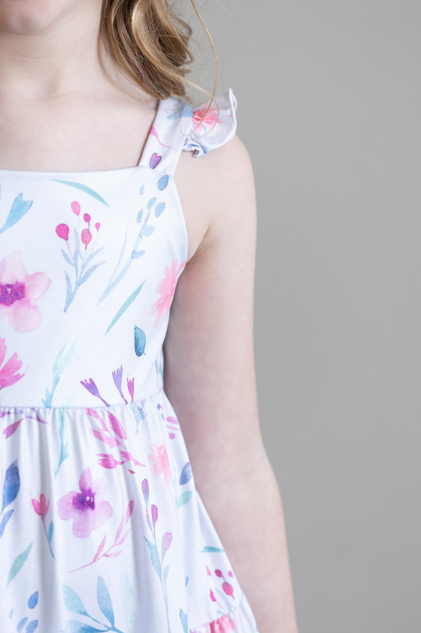 SALE Pastel Wildflowers Ruffle Maxi Dress