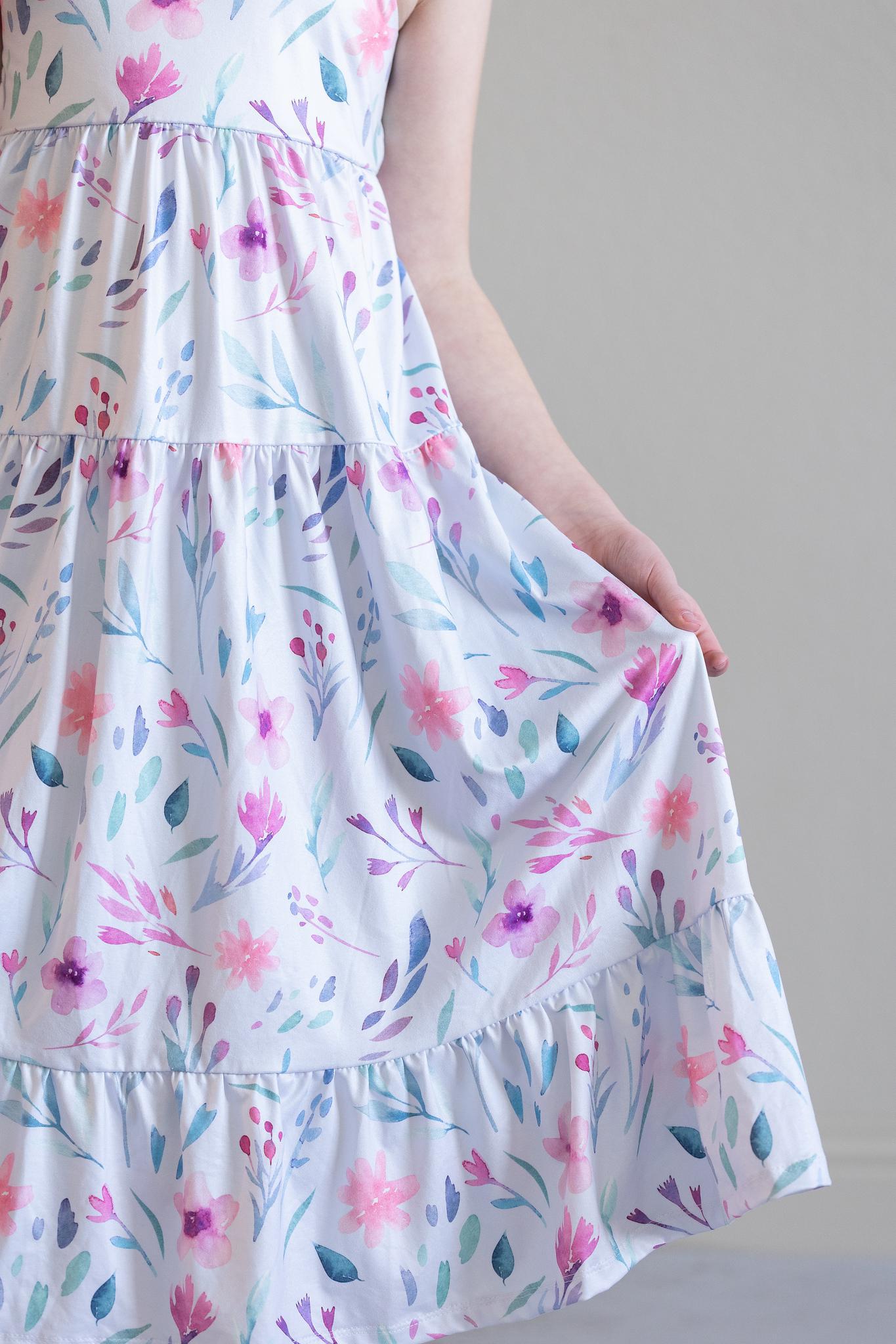 SALE Pastel Wildflowers Ruffle Maxi Dress