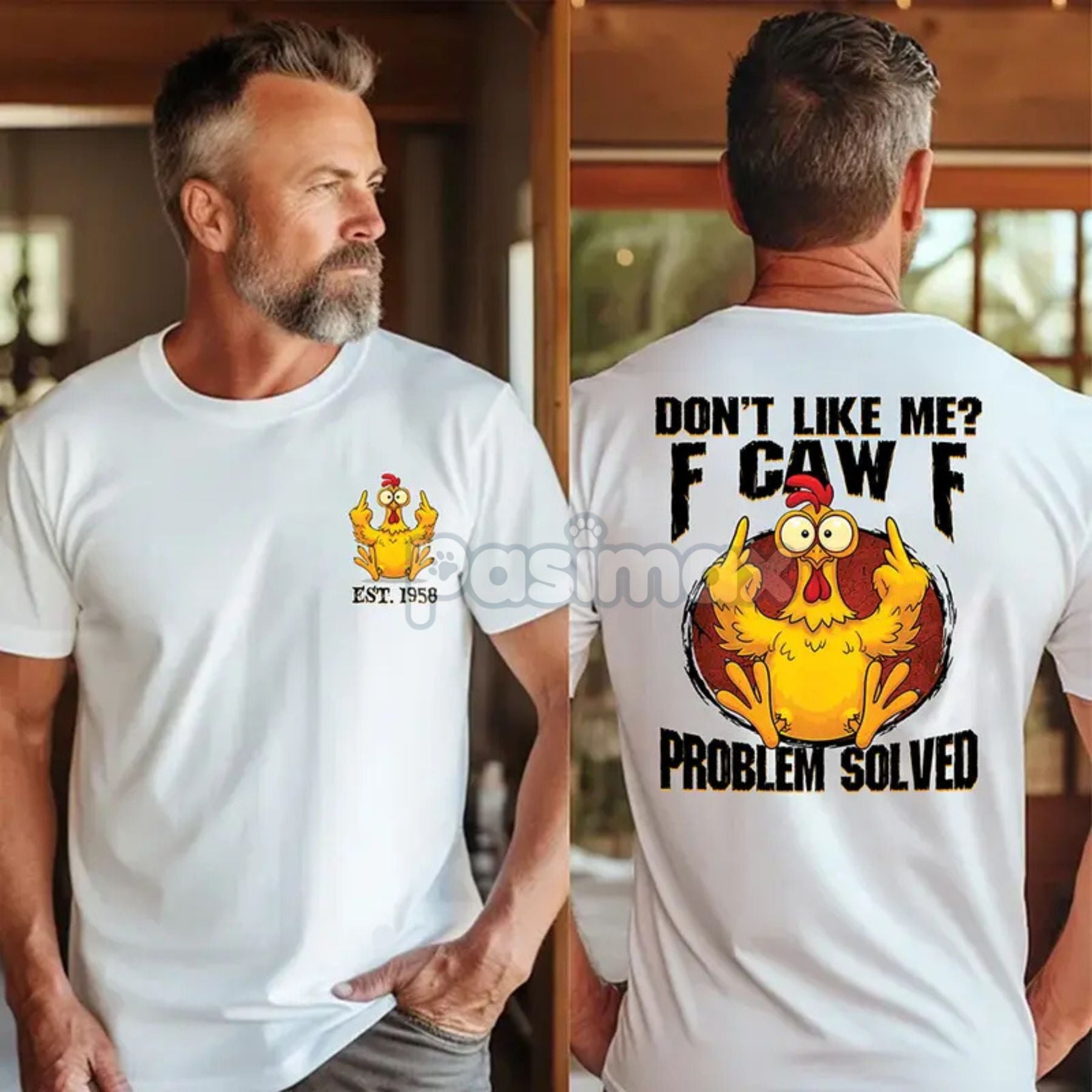 Personalized Gen X "Problem Solved" Shirt - "Don't Like Me F Caw F" Slogan Tee, 1965-1980 Birth Year Shirt