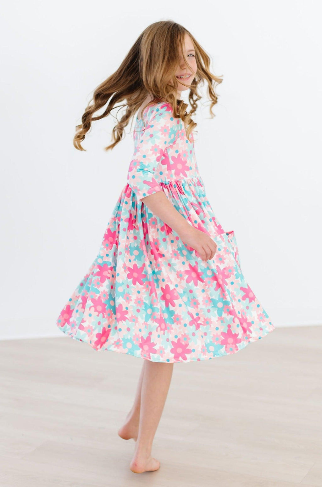 SALE Petal Perfection 3/4 Sleeve Pocket Twirl Dress