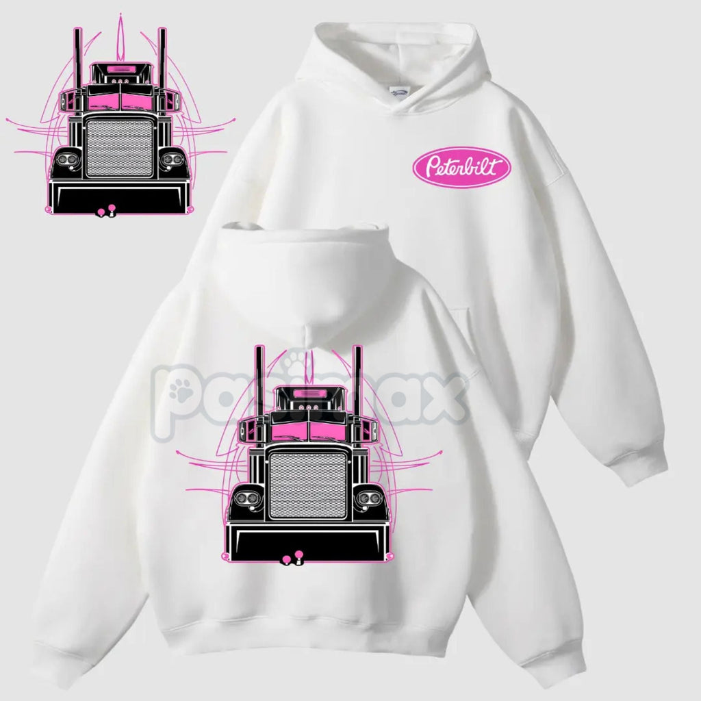 Peterbilt Pink Semi Truck 2-Sided Hoodie – Unique Trucker Pullover, Bold Graphic Apparel, Unisex