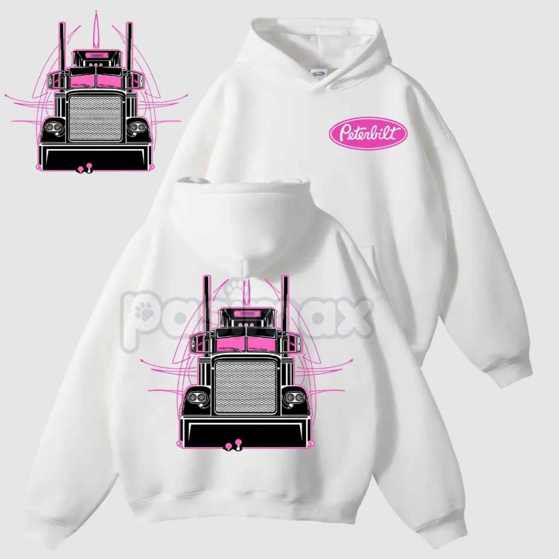 Peterbilt Pink Semi Truck 2-Sided Hoodie – Unique Trucker Pullover, Bold Graphic Apparel, Unisex