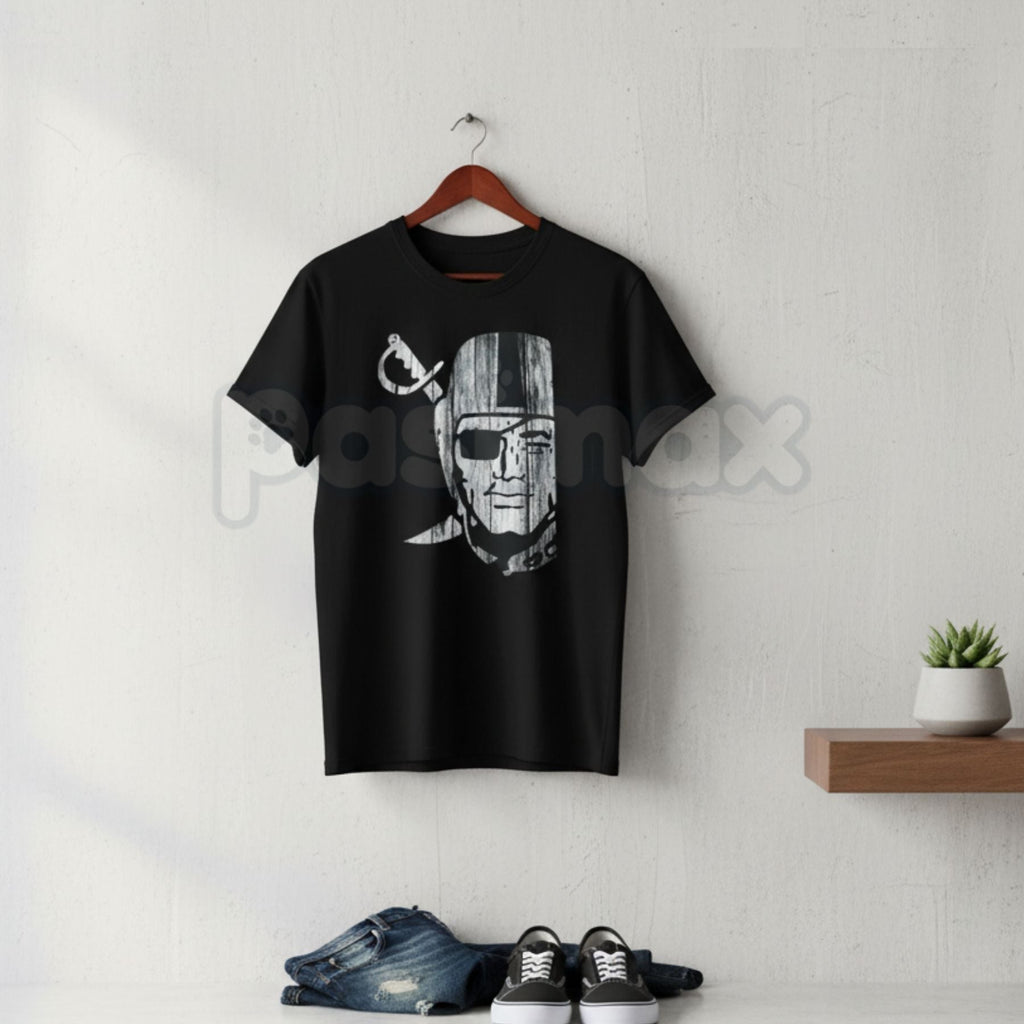 "Raider Nation" Silver & Black T-Shirt – Classic Football Fan Graphic Tee, Premium 100% Cotton Gameday Top, Soft Lived-In Heavyweight Unisex Raider Gear, Made in USA