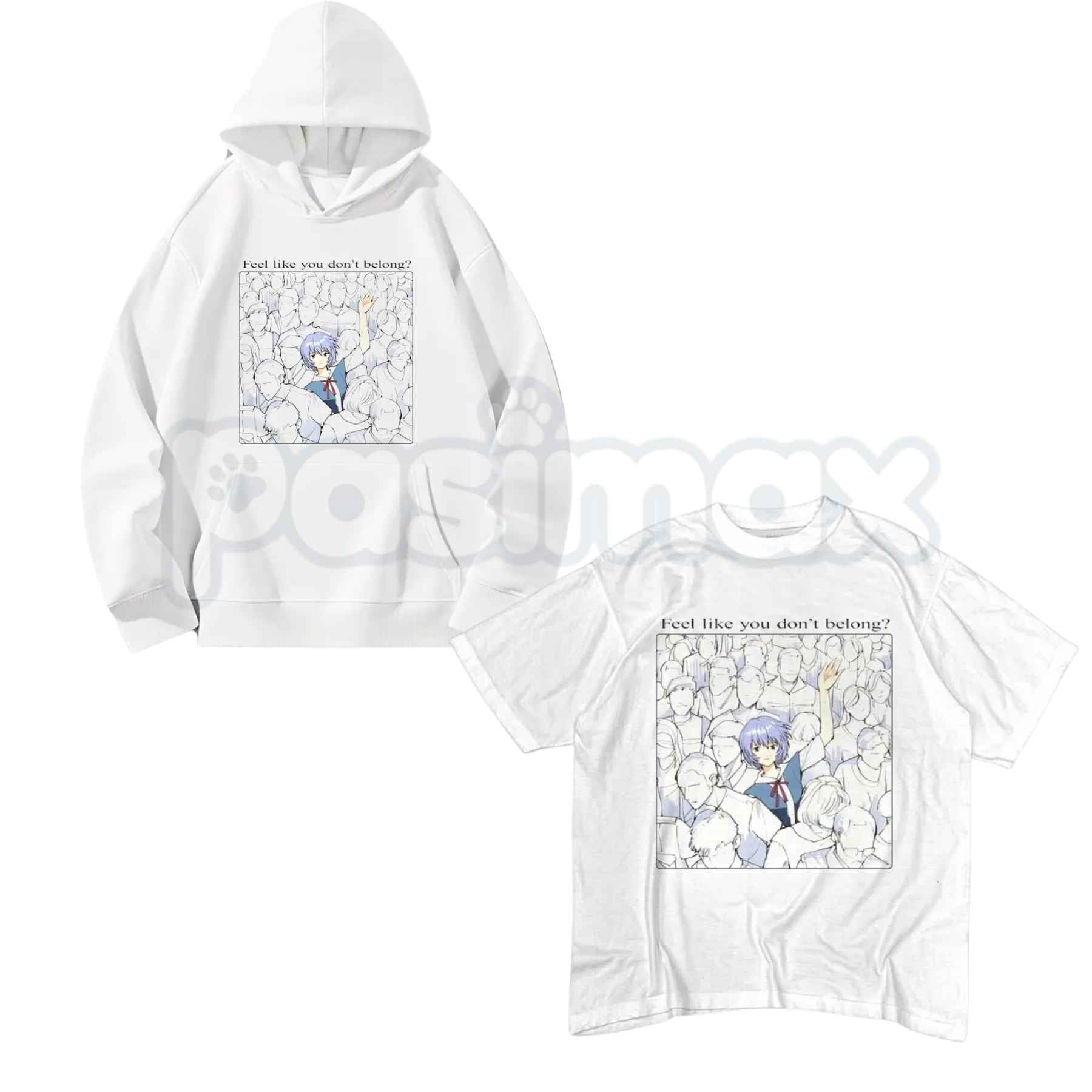 Rei Ayanami Shirt – Feel Like You Don’t Belong Anime Graphic Tee, Retro Evangelion Unisex Cotton Streetwear Shirt