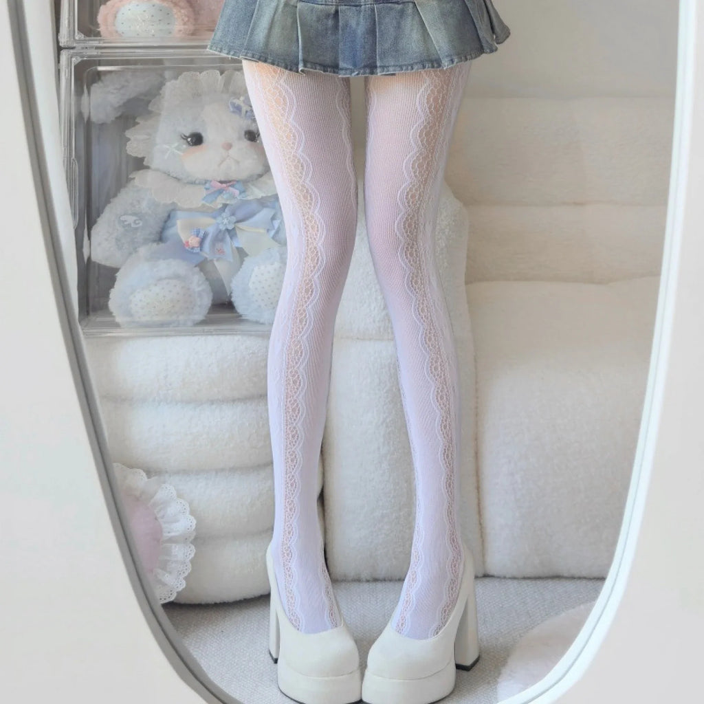 Women Y2K Lace Tights Stocking Elastic Fishnet Tights Pantyhose for Dress Date Club Cosplay Leggings Party Streetwear