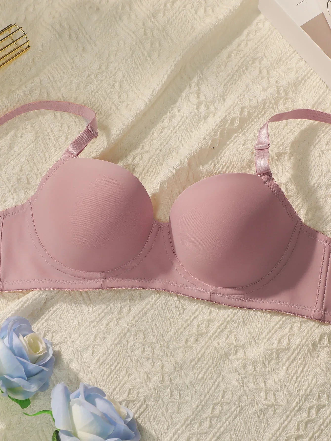New 2-piece Solid Color Lingerie Set Women's Steel Collar Push Up Bra Women's Lingerie Underwear Daily Bra Set J2611