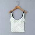 Sexy Polka Dot Camisole For Women Niche Lace Collar Slim-fit Outerwear Suitable For Seaside Vacations Elegant Charming 9B81