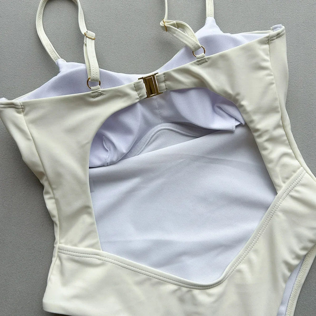 2026 New Women's One Piece Suit Swimwear Sexy Backless Bodysuit Hollow Out Swimsuit Strappy Underwire Bikini Beach Bathing Suit