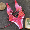 Deep V Neck Wrap Around High Cut Women Swimwear One Piece Swimsuit Female Monikini Tummy Cut Out Bathing Suit Swim Beach Wear